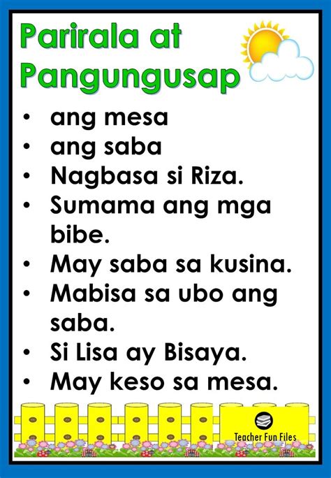 Teacher Fun Files: Mga Parirala at Pangungusap sa Pagsasanay sa Pagbasa