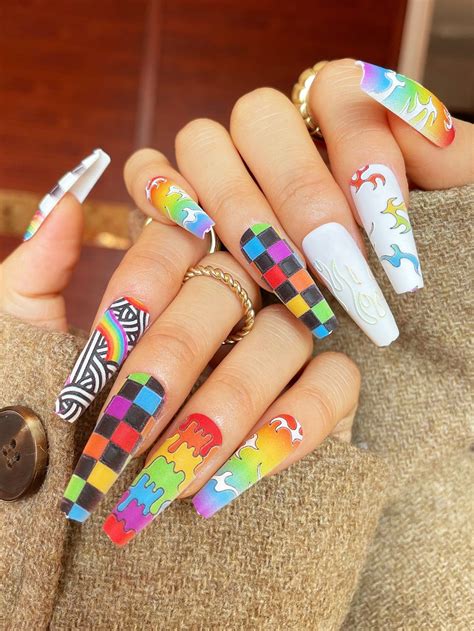 24 peças Unha falsa comprido coffin ombre & 1peça lixa de unhas & 1