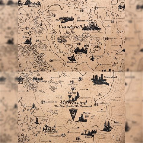 Elder Scrolls Tamriel Map 70100cm Nirn World Fantasy Map - Etsy