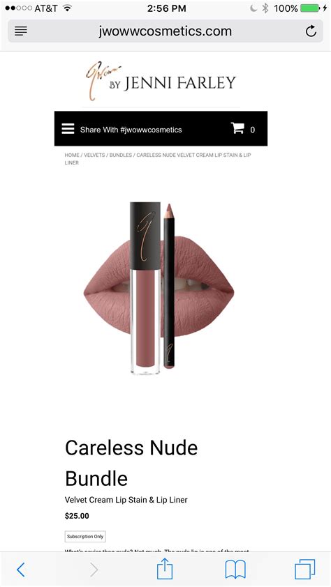 Careless nude from Jwoww cosmetics | Cream lip stain, W cosmetics