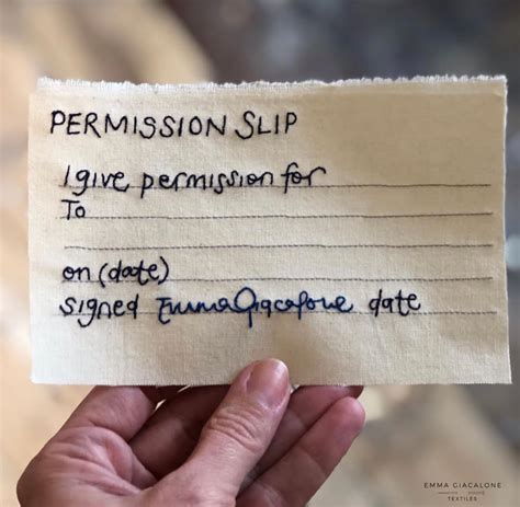Permission slip - Emma Giacalone Textiles