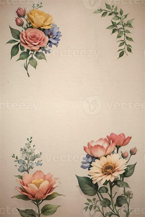 Vintage paper with flowers texture background 30008306 Stock Photo at ...