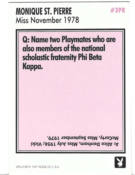 Playboy October Edition Monique St. Pierre November Preview Card #3PR