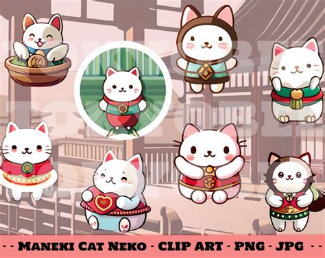 Kawaii Cute Maneki Cat Neko Clip Art PNG Images Digital Download - Etsy