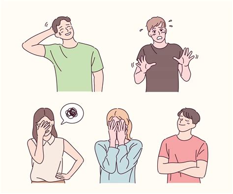 People with embarrassing expressions. hand drawn style vector design