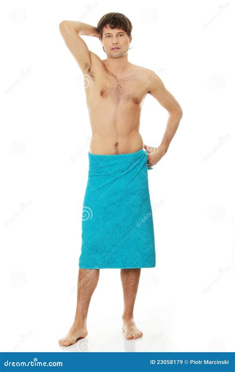 Handsome Young Man with the Towel Stock Image - Image of naked