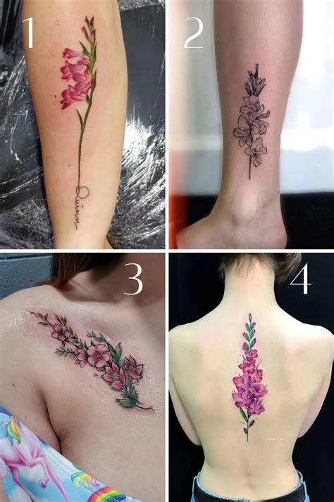 Birth Flower Spine Tattoo