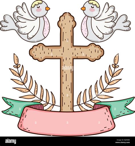 cute doves birds with cross Stock Vector Image & Art - Alamy