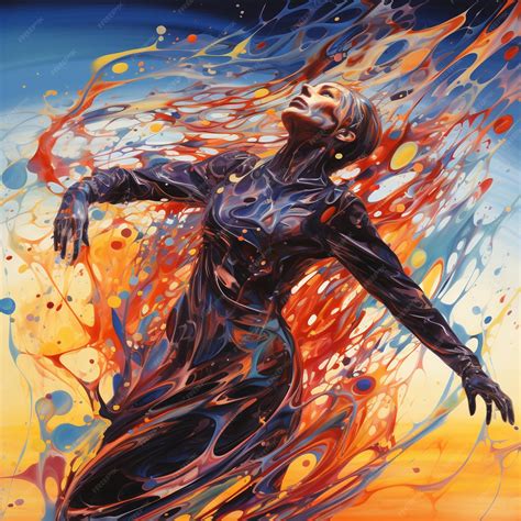 Premium PSD | Fluid reislin portrait liquid art blending