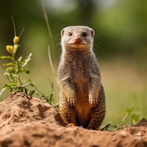 Premium AI Image | illustration of A gray Indian mongoose standing up ...