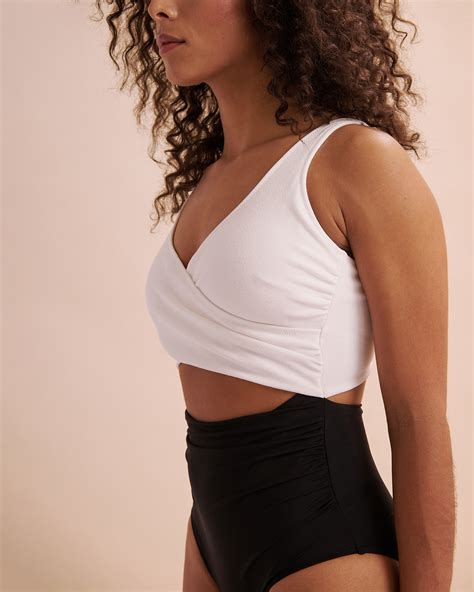 EVERYDAY SUNDAY Classic Wrap One-piece Swimsuit - Black & White