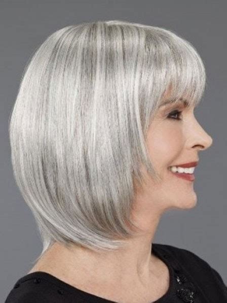 Full Lace Gray Bob Wigs with Bangs - Heywigs.com