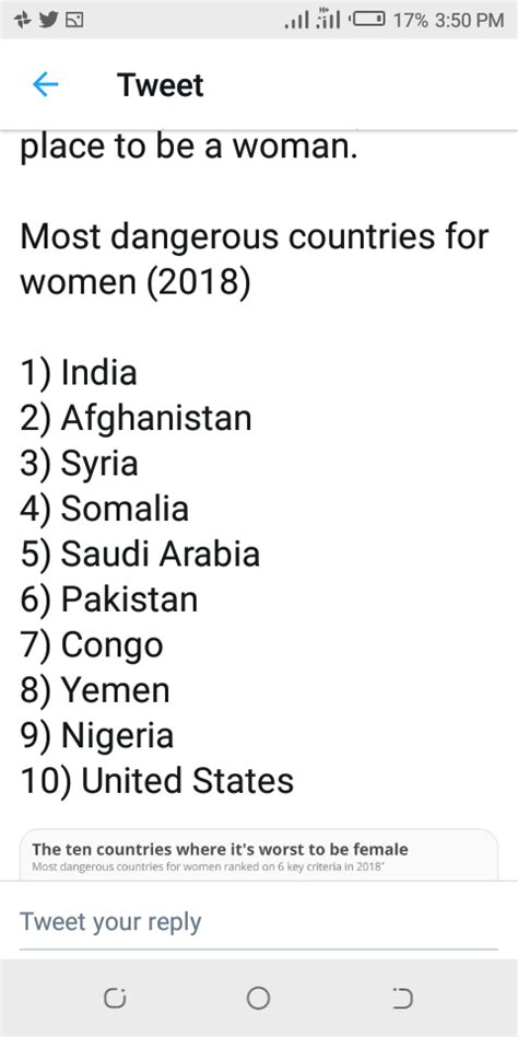 Ten Most Dangerous Countries For Women - Politics - Nigeria