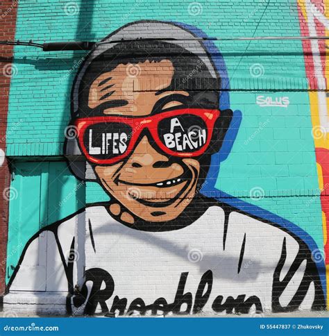 Mural Art at East Williamsburg in Brooklyn Editorial Photography