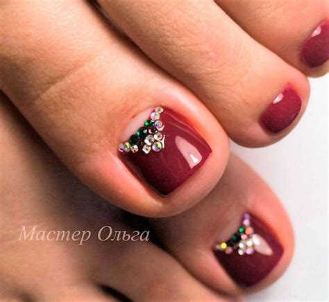 Red-Rhinestone Toe Nail Art | Toe nails, Toe nail designs, Hair and nails