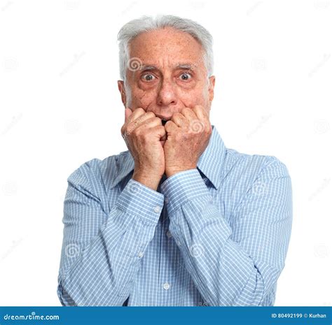 Afraid old man stock image. Image of fright, gray, frightened - 80492199