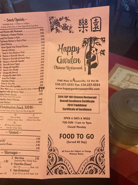 menu for happy garden 2