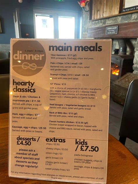 Menu at The Victorian Slipway pub & bar, Tywyn