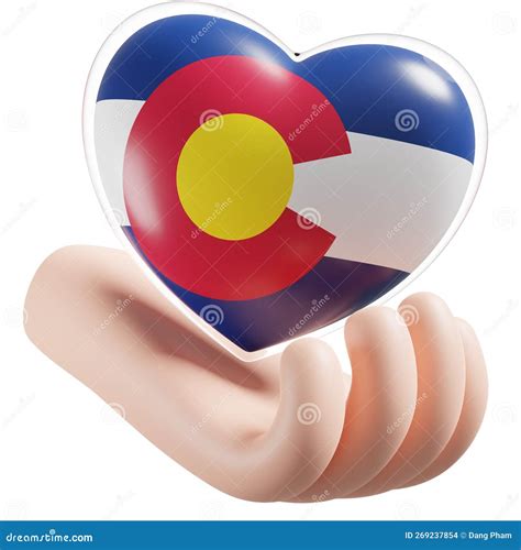 colorado flag  heart hand care stock photo illustration