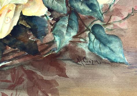 M Boyer Cooper - Roses Still Life Watercolour by M Boyer Cooper 1915