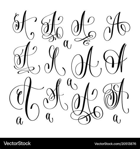 Calligraphy lettering script font a set hand Vector Image