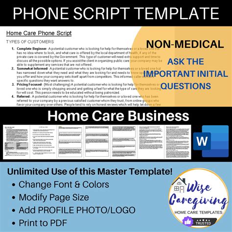 Home Care Service Call Script Template, Collect Information From
