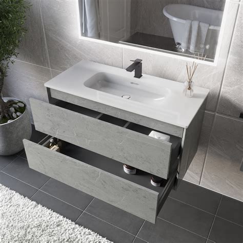 1000mm Stone Wall Hung Vanity Unit with Basin - Arragon - Best Bath