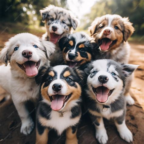 Premium AI Image | Super cute group different breeds puppies animal