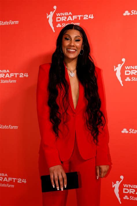 Kamilla Cardoso Wears Red Suit for WNBA Draft
