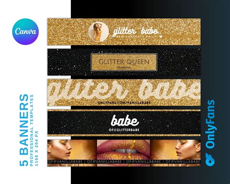 Onlyfans 5 Small Banners Template Bundle | for Fansly, Niteflirt, Adult