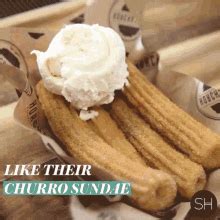 churro sundae caramel sauce gif churro sundae caramel sauce dessert