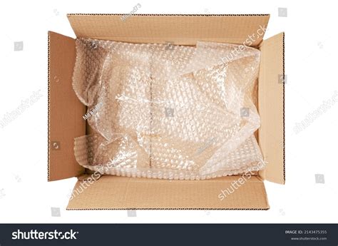 open cardboard box bubble wrap concept stock photo