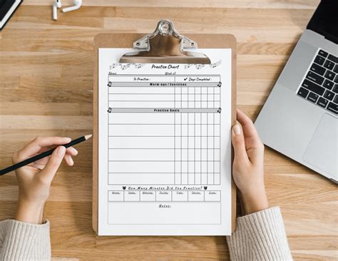 Printable Weekly Music Practice Chart, Piano, Violin (digital Download