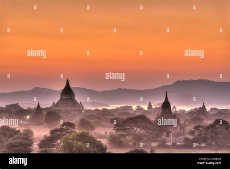 Sunset at Bagan Stock Photo - Alamy