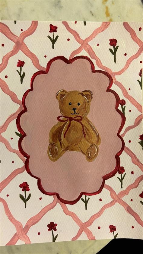hand painted acrylic teddy bear portrait  nursery teddy bears