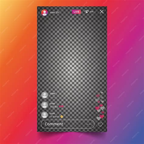 라이브 스트림 인스 타 그램 인터페이스 디자인 | 무료 벡터