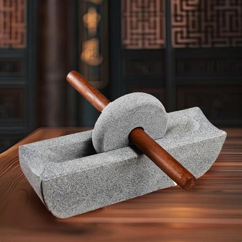 Fancyes Chinese Style Mill Set Stone Mortar Easy to Clean Multifunction
