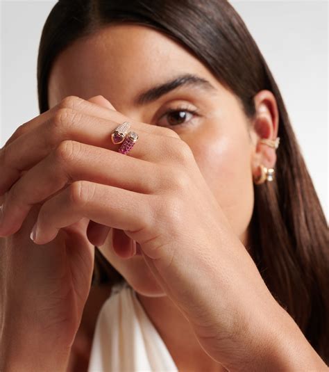 anello mixed bypass  oro rosa kt  diamanti  zaffiri  oro