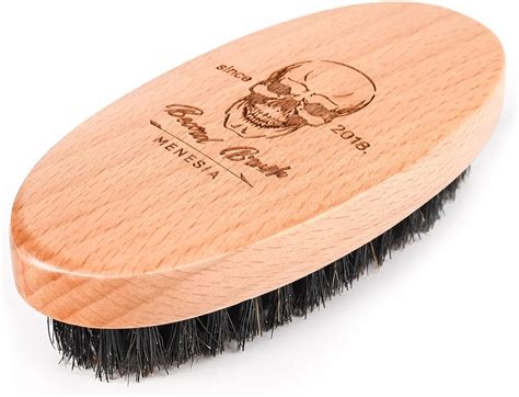 Menesia Boar Bristle Hair Beard Brush for Men, Small Soft Beard Brush ...