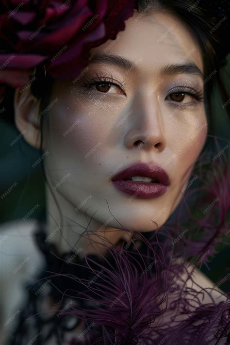 Fashion portrait of a Asian supermodel wearing an avant garde gown