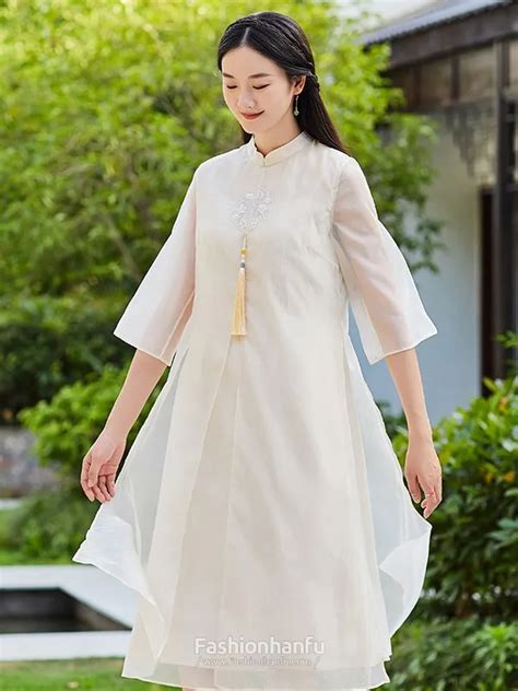 Chinese Style Zen Tea Clothes Vintage Loose Cheongsam Dress - Fashion Hanfu