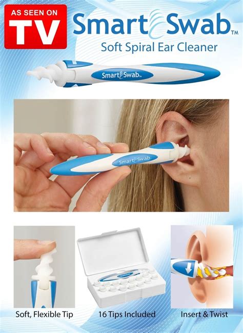 Smart Swab Spiral Ear Cleaner Ear Wax Removal Kit with 16 Tips ...