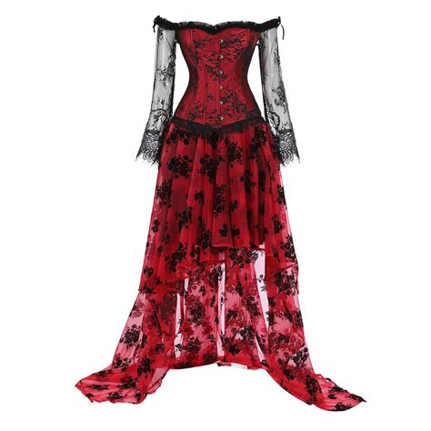 Augper Punk Mesh Skirt Cosplay Womens Gothic Corsets Corset Bustier
