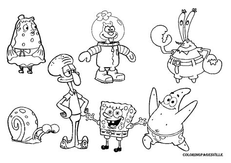 Spongebob Squarepants Characters Coloring Pages - Coloring Home