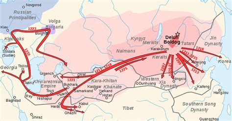 Map of the Campaigns of Genghis Khan (Illustration) - World History ...