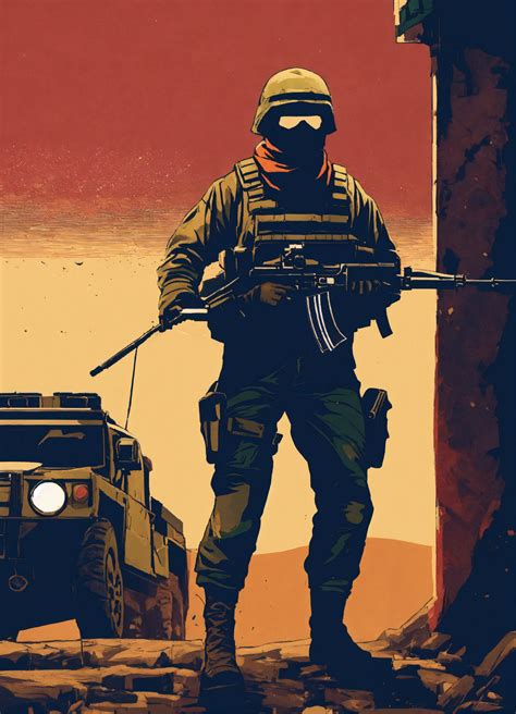 lexica  design depicting  israeli soldier equipped