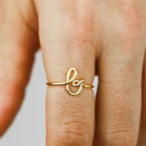 Dainty Initial B Ring Gold Letter B Ring Personalized Ring Initial Name ...