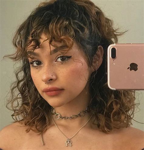 #girl #aesthetic #fashion #outfits #curly #trendy #selfie Curly Bangs ...