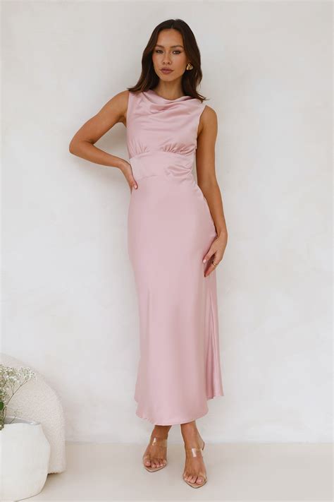 Together As One Satin Maxi Dress Pink | Hello Molly