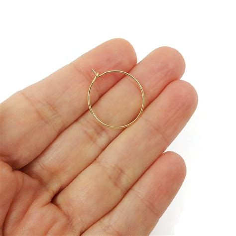 18K Gold plated hoops, Nickel free earring findings, 20mm earwire
